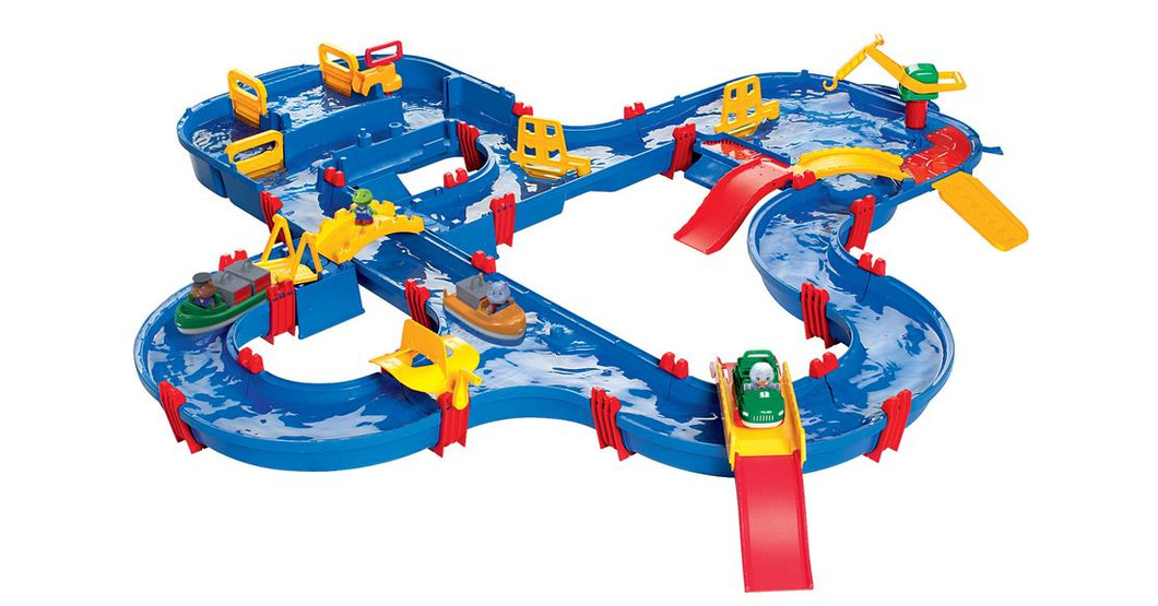 AquaPlay AmphieWorld – Circuit D’eau Géant 145 X 156 Cm – 79 Pièces Avec 2 Bateaux, Voiture Amphibie Et 3 Figurines – Dès 3 Ans – Fabriqué En Allemagne