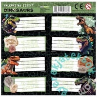 Dinoszauruszos 8 db-os füzetcímke - T-Rex Attack (NNZDN20)