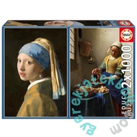 Educa 2 x 1000 db-os puzzle - Leány gyöngy fülbevalóval és A tejet öntő nő, Vermeer (20309)