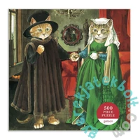 Galison 500 db-os puzzle - Meowsterpiece - The Arnolfini Marriage (67555)