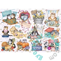 Ravensburger 1000 db-os puzzle - Crazy Cats - Cicanaptár (12001452)