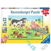 Ravensburger 2 x 12 db-os puzzle - Boldog állatcsaládok (07590)