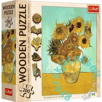 Trefl 200 db-os Wooden Contour Fa Puzzle - Van Gogh - Napraforgók (20249)
