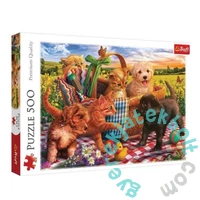 Trefl 500 db-os puzzle - Kiskutyák és kiscicák kosárban (37488)