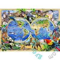 Wooden City 1010 db-os fa puzzle - Az állatvilág térképe (NB1010-0014-XL)