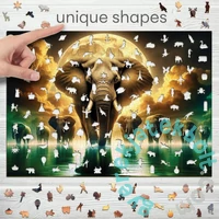 Wooden City 1010 db-os fa puzzle - Elefántok álmai (NB1010-0034-XL)