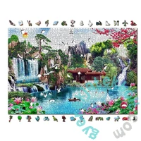 Wooden City 2000 db-os fa puzzle - Vízesések a japán kertben (AL2000-0124-XXL)