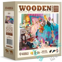 Wooden City 505 db-os fa puzzle - Pajkos kutyakölykök (NB505-0135-L)