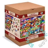 Wooden City 505 db-os fa puzzle - Utazós könyvespolc (NB505-0132-L)