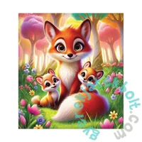 Wooden City 20 db-os fa puzzle - Bájos rókacsalád (CH99058-SV)