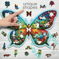 Wooden City 150 db-os fa puzzle - Színes pillangó (HE0202-M)