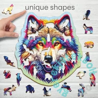 Wooden City 150 db-os fa puzzle - Szivárvány farkas (HE0205-M)