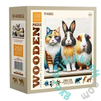 Wooden City 250 db-os fa puzzle - Cica, nyuszi, tengeri malac (HE0311-L)