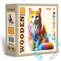 Wooden City 250 db-os fa puzzle - Szivárványos cica (HE0319-L)
