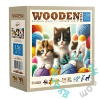 Wooden City 150 db-os fa puzzle - Cicák és gombolyagok (NB0603-M)