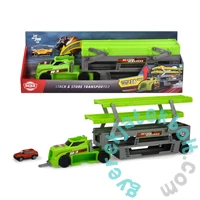 Dickie 38 cm-es Autószállító emeletes kamion kisautóval - zöld-sárga (203747002)