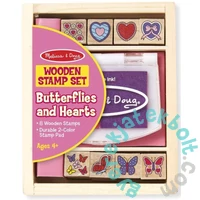 Melissa and Doug 8 db-os fa nyomda készlet - Pillangó és szív (2415)