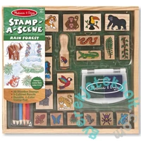 Melissa and Doug 20 db-os fa nyomda készlet ceruzákkal - Esőerdő (2423)