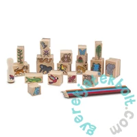 Melissa and Doug 20 db-os fa nyomda készlet ceruzákkal - Esőerdő (2423)