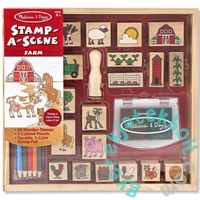 Melissa and Doug 20 db-os fa nyomda készlet ceruzákkal - Farm (8592)