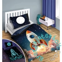 Rakéta ágyneműhuzat szett - Sötétben világító mintával 140 x 200 + 70 x 90 cm (928647)