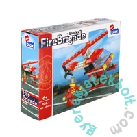 AlleBlox - Fire Brigade Tűzoltó járművek helikopter 96-104 db-os építőkocka játékszett (AB1009)