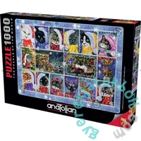 Anatolian 1000 db-os puzzle - Christmas Cat Stamp Collection (1103)