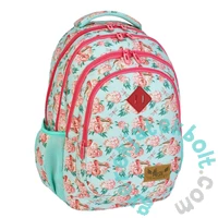 HS-48 Rózsás iskolatáska, hátizsák tolltartóval - 4 rekeszes - Hash