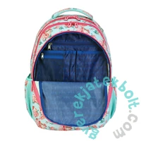 HS-48 Rózsás iskolatáska, hátizsák tolltartóval - 4 rekeszes - Hash