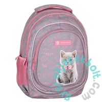 Cicás ergonomikus iskolatáska, hátizsák - 3 rekeszes - Pinky Kitty - Astrabag
