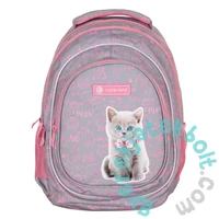 Cicás ergonomikus iskolatáska, hátizsák - 3 rekeszes - Pinky Kitty - Astrabag