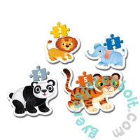 Clementoni 4 az 1-ben Bébi sziluett puzzle (2,3,4,5 db-os) - Vadállatok (20810)