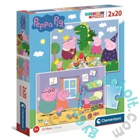 Clementoni 2 x 20 db-os Szuper Színes puzzle - Peppa malac- Játék és piknik (24778)