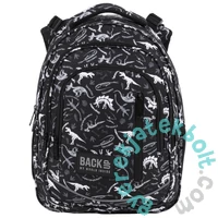 BackUp Dinoszauruszos iskolatáska, hátizsák - 3 rekeszes - Black - GROW WITH ME