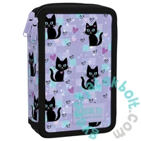 BackUp felszerelt emeletes tolltartó - Lila cicás (PB7DW16)