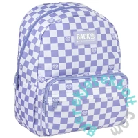 BackUp iskolatáska, hátizsák - 1 rekeszes - Lila, fehér kockás (PLB7C26)