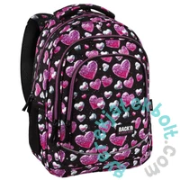BackUp iskolatáska, hátizsák - 3 rekeszes - Glitter Hearts (PLB8X32)