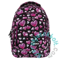 BackUp iskolatáska, hátizsák - 3 rekeszes - Glitter Hearts (PLB8X32)