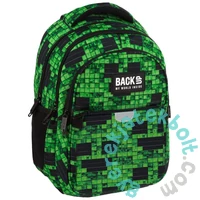 BackUp iskolatáska, hátizsák - 3 rekeszes - Green pixel (PLB7P64)