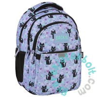 BackUp iskolatáska, hátizsák - 3 rekeszes - Lila cicás (PLB7P16)