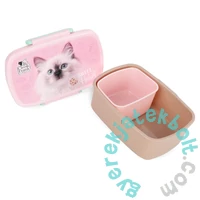 Cleo és Frank cicás műanyag uzsonnás doboz - rózsaszín (SACF45)