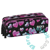 BackUp egyterű tolltartó - Glitter Hearts (PB8G32)