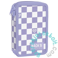 BackUp felszerelt emeletes tolltartó - Lila, fehér kockás (PB7DW26)