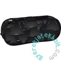 BackUp Geometrikus ovális tolltartó - Neonos zöld formák