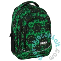 BackUp iskolatáska, hátizsák - 3 rekeszes - Black, green (PLB7X45)