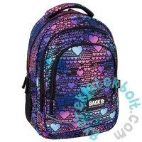 BackUp iskolatáska, hátizsák - 3 rekeszes - Blue Heart (PLB7X18)