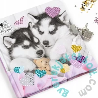 Derform - Cleo és Frank kutyás - Kreatív kulcsos napló gyémántokkal 13 x 13 cm (DPKD3KCF38)