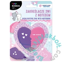 Kidea 2 az 1-ben szív alakú szövegkiemelő szett jegyzettömbbel (ZS2W1KA)