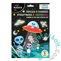 Kidea 2 az 1-ben világítós képkarcoló és színező készlet - Űrlények (SCWKKKA)