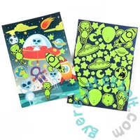 Kidea 2 az 1-ben világítós képkarcoló és színező készlet - Űrlények (SCWKKKA)